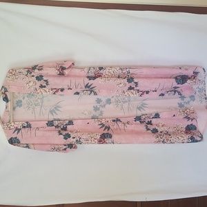 BEACH KIMONO COVER UP PINK FLORAL RESORT NEVER WORN TARIFA SOUL SHORT SL…